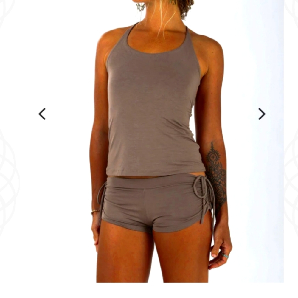 Light brown/tan om Gaia tree bamboo tank top